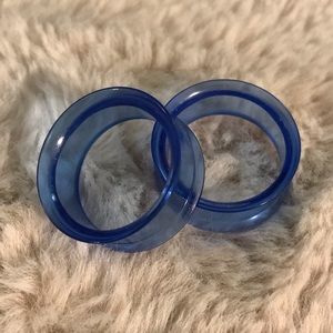 7/8 in (22 mm) Clear blue acrylic flesh tunnels